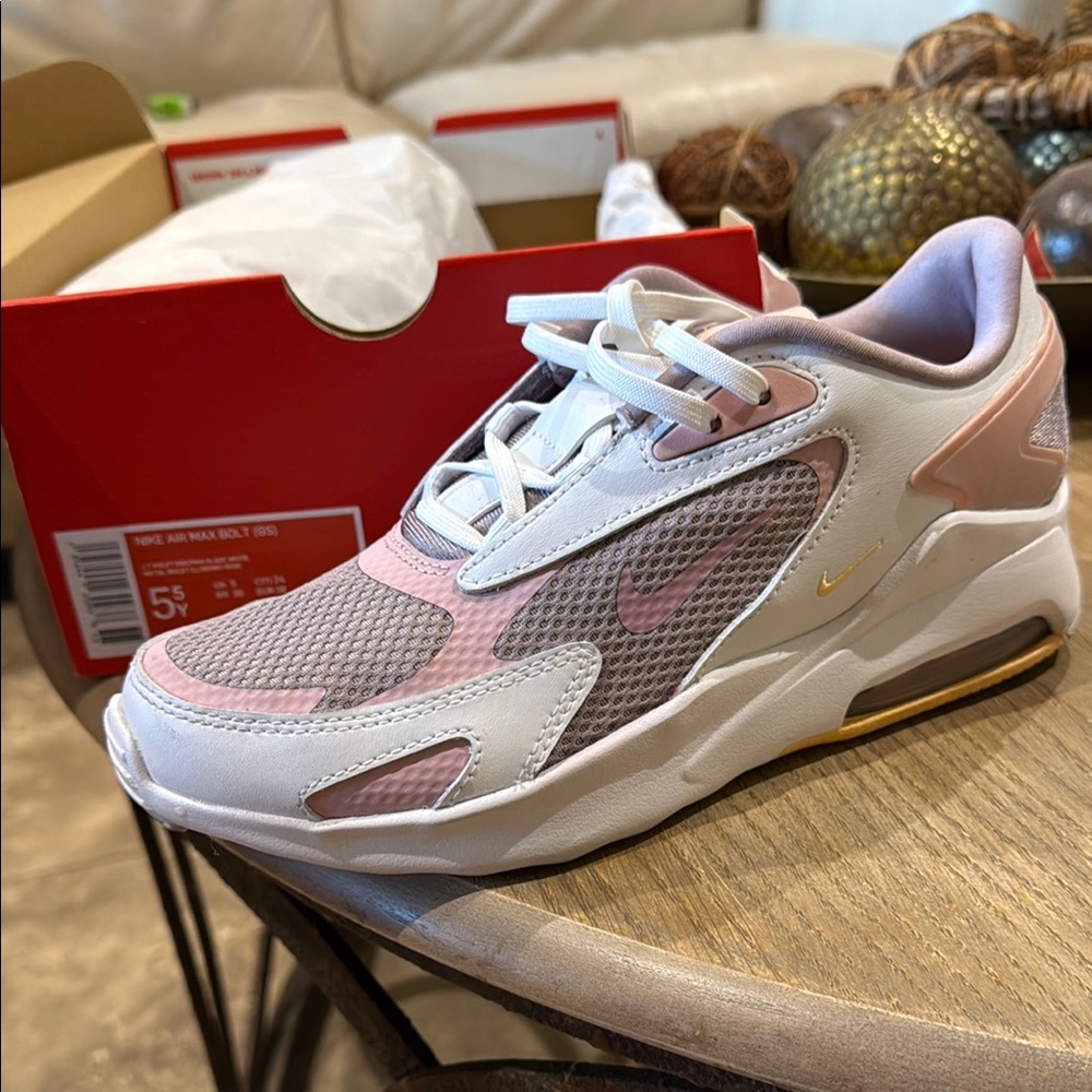 Nike Pink and White Sneakers with Breathable Mesh